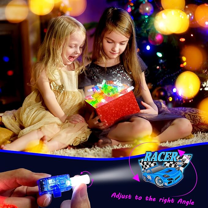 24PCS Race Car Party Favors-LED Finger Lights：Glow-in-the-Dark Light-Up Hot Wheels Toys Bulk for Kids Boys Girls,Cars Theme Birthday Party Decorations Supplies, Party Goodie Bags, Classroom Prizes