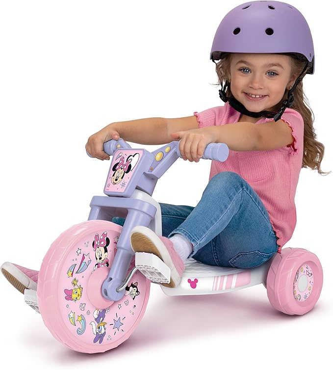 Daniel Tiger's Neighborhood Minnie Ride-On 10" Fly Wheels Junior Cruiser Tricycle with Sounds - Toddler Bike Trike, Ages 2-4