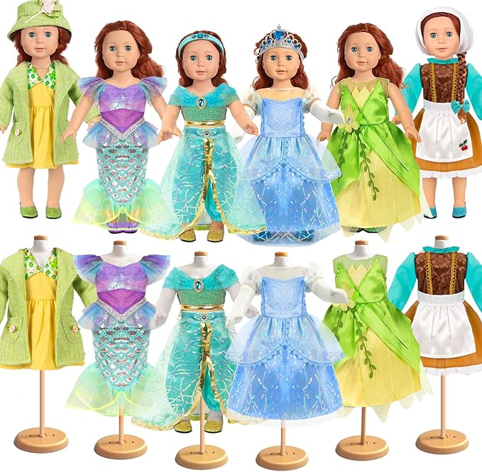 18 inch Doll Clothes Accessories - 6Pcs Different Fairytale Costume Dress