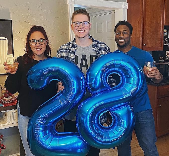 40 Inch Metallic Blue Number 8 Balloon, Giant 8 Number Balloons for 8th Birthday Decorations, Party Supplies for Baby Boy Girl, Metallic Blue Party Decor