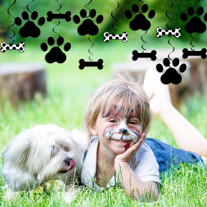 60PCS Dog Birthday Party Decorations Puppy Birthday Decorations Dog Party Hanging Swirl Dog Paw Bone Ceiling Streamers Garland Dog Themed Party Banner for Girl Boy Kids Pet Dog Baby Shower Decor