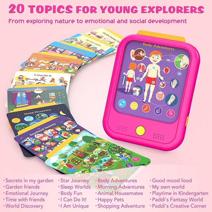 Kids Learning Tablet Educational Learning Pad for Toddlers 2-5 to Learn Alphabets, Numbers, Foods, Time, Music, Vehicles,Tablet Toy for Toddlers Ages 2 3 4 5 6 Years Old Pink