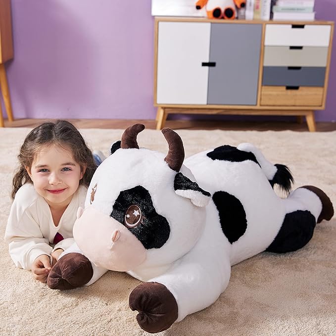 IKASA Giant Cow Stuffed Animal Plush Toy,30" Large Cute Jumbo Soft Toys,Huge Big Size Plushy Fluffy Fat Oversized Plushie