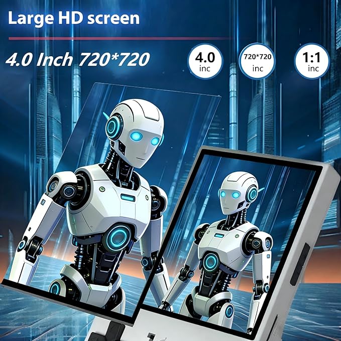 R36max Handheld Retro Game Console 4.0 Inch HD Screen ,Portable，18000+ Game Support, 26+ Emulator Support, 64GB, 4000mAh Li-ion Battery Transparent Blue