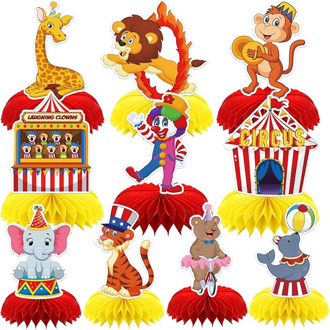 10PCS Carnival Honeycomb Centerpieces Circus Theme Party Decorations for Table Carnival Table Centerpieces for Circus Birthday Holiday Party Decorations