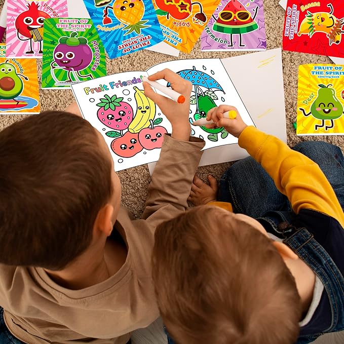 Lyosehy 24PCS Coloring Books Fruit Theme Party Favors Fruit Coloring Books Bulk Fruit Theme Including Pineapple pear Watermelon Banana Pomegranate Avocado etc. for Kids Home School Activity