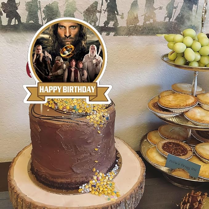 The Lord of the Rings Party Decorations,Fellowship of the Ring Birthday Party Supplies Includes Banner- Cake Topper - 12 Cupcake Toppers - 18 Balloons