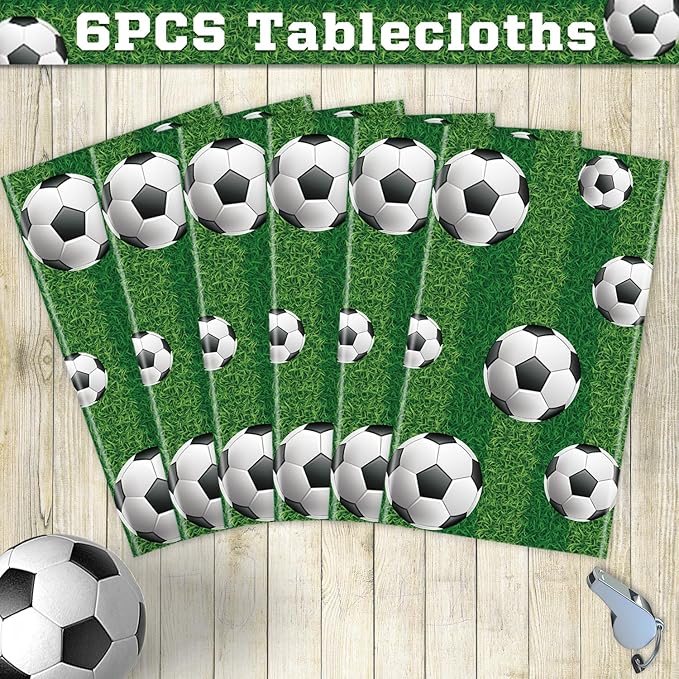6 Pack Soccer Party Tablecloth Sports Tablecloth Sport Rectangular Plastic Table Cloth Sports Theme Party Table Covers Soccer Birthday Decorations Boys Sport Theme Birthday Supplies 86 x 51 Inch