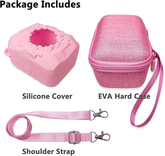 JCHPINE Hard Carrying Case and Silicone Cover for Bitzee Magicals Interactive Digital Pet, Accessories Case for Bitzee Magicals Virtual Electronic Pets (Pink)