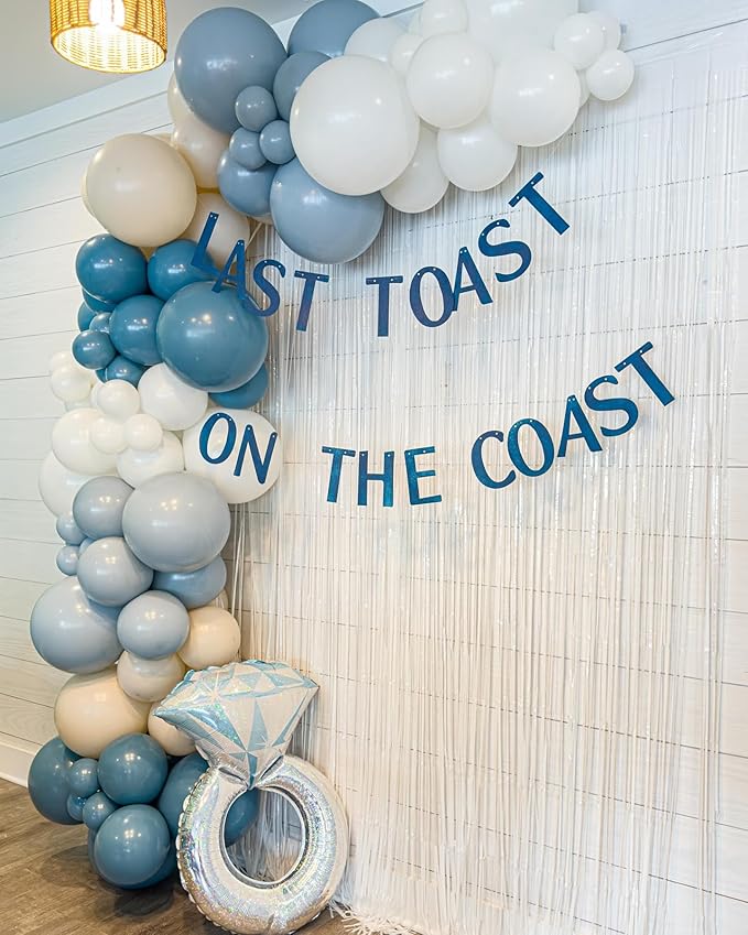 Blue White Sand Balloon Arch kit for Last Toast on the Coast Bachelorette Beach Coastal 30th Birthday Bach Final Fiesta Bridal Shower Party Decoration (Dusty Blue)