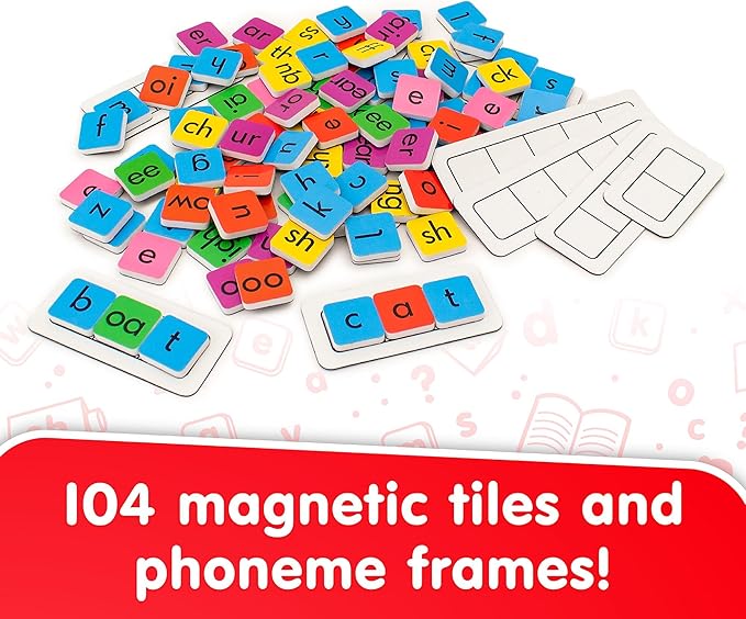 Junior Learning Rainbow Phonics Tiles with Built-in Magnetic Board Multi