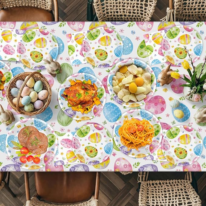150 Pack Happy Easter Plates and Napkins Sets - Disposable Spring Paper Plates Napkins Dinnerware, Watercolor Easters Eggs Dessert Dinner Plate for Easter Party Supplies Table Decorations, Serve 50