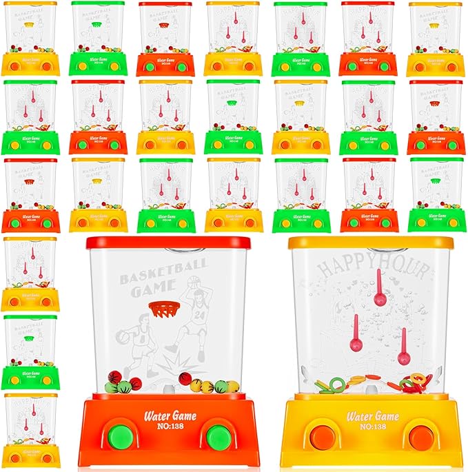 Lewtemi 100 Pcs Water Ring Toss Handheld Game Bulk Retro Pastime Games Handheld Toys Party Favor Basketball Fun Gift, Without Water