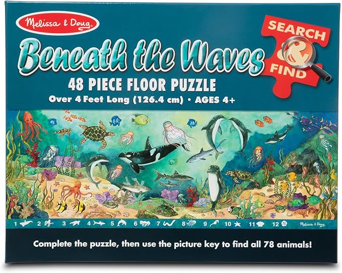 Melissa & Doug Search and Find Beneath The Waves Floor Puzzle (48 pcs, Over 4 feet Long) - FSC Certified