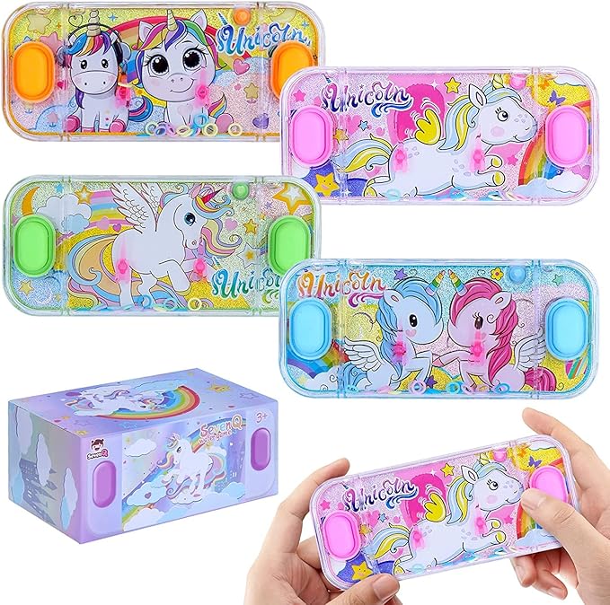 SevenQ Handheld Water Games for Girls, 4 Packs Cute Theme Toss Ring Aqua Toy for Kids Stocking Stuffers