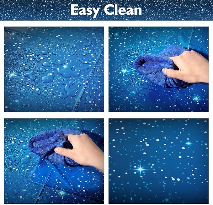 4 Pieces Space Tablecloth Starry Night Tablecloth Decorations Plastic Galaxy Table Cover Space Stars Theme Party Supplies for Birthday Home Decorations, 54 x 108 Inch