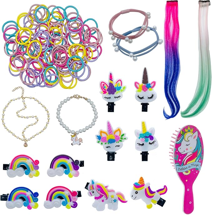 18 inch Doll Hair Accessories for American OG Dolls Hair Brush Rainbown Unicorn Kit Accessories Girl Dolls-Shaped Head Children's Gift（No Doll）