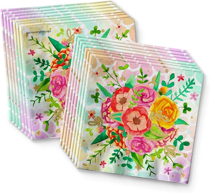 Giraffe Floral Birthday Party Supplies - Giraffe Party Supplies - Zoo Animal Party Supplies - Safari Animal Party Supplies | Tableware Set Includes Plates Napkins and Cups | Kit for 16