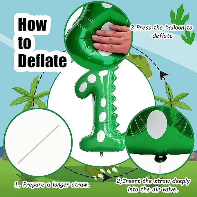 Green Dinosaur Balloons 1st Birthday Decorations For Boys,40inch Big Dinosaur Number 1 Balloon Birthday Party Decoration for Kids Birthday Party Decoration Supplies