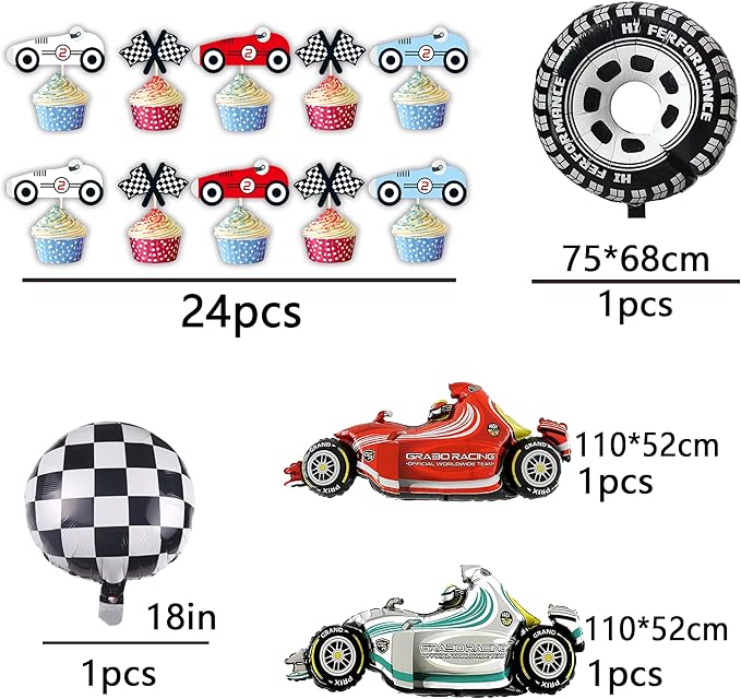 2 Fast Birthday Decorations，Two Fast 2 Curious Racing 2nd Birthday Decorfor Boys Girls 2nd Bday Racing Themed Car Decoration Party Supplies 。