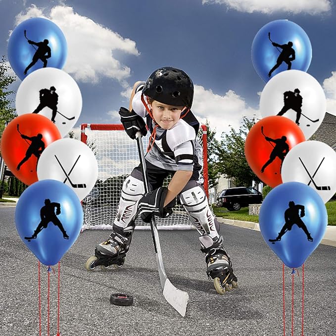 60PCS Hockey Party Decorations Latex Balloons - Hockey/Sport Game Birthday Party Supplies Favors