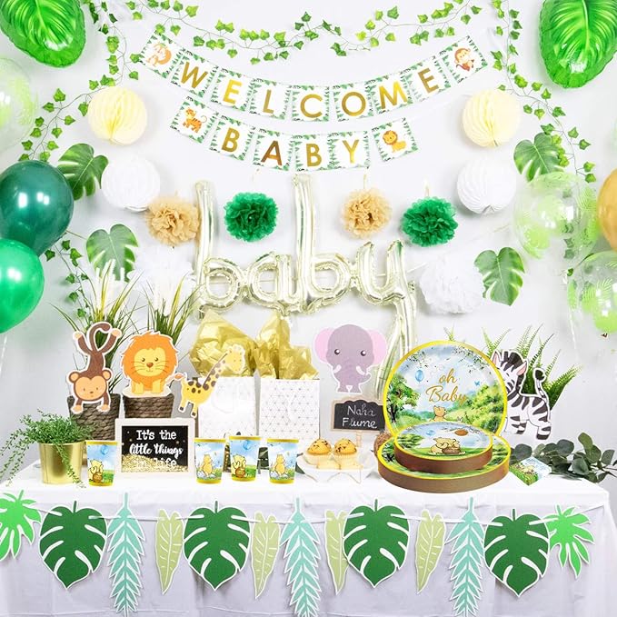175pcs Vintage Winnie Bear Baby Shower Pooh Decorations Birthday Party Supplies Tableware Set (25 Guest)With Paper Plates Cups Napkins Cutlery for Boy Girl Newborn Birthday Party Dinnerware Decoration