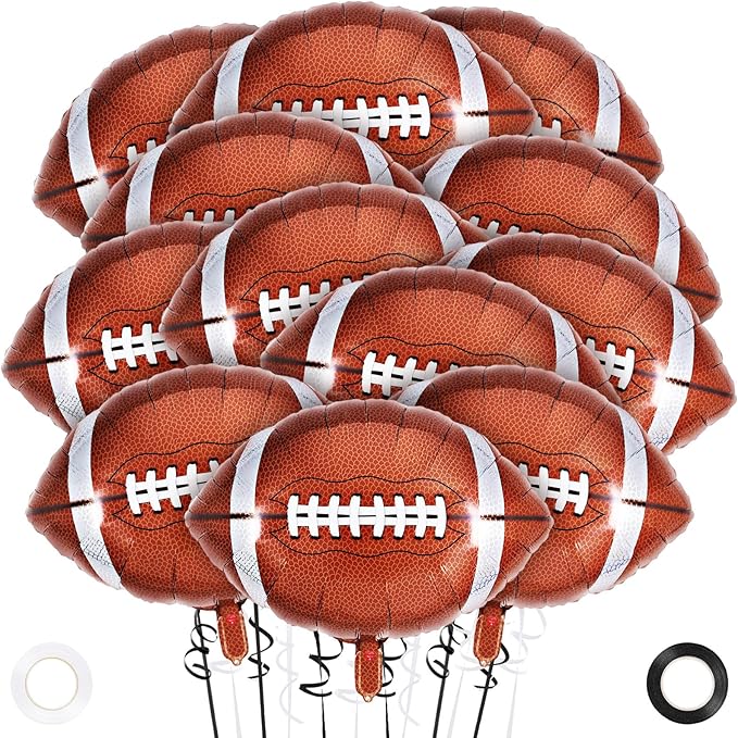 12 Pcs Football Balloons,18 Inch Football Foil Balloons,Football Party Balloon Sports Mylar Balloon Footballs Birthday Decorations for Footballs Party Sports Theme Party Supplies (Football)