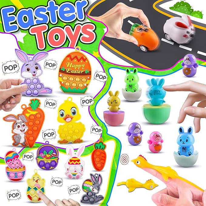 200PCS Easter Egg Fillers, Easter Basket Stuffers for Kids - Assorted Easter Toys for Egg Stuffers, Egg Hunt Prizes