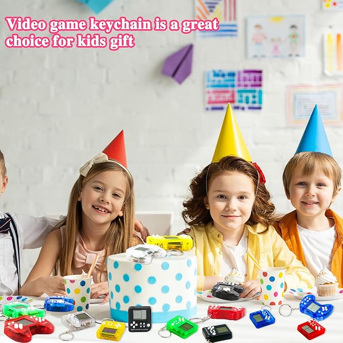 12 Pcs Video Game Keychain Mini Video Game Multicolors Handheld Games Key Chain for School Birthday Party Favor Supplies (Color Style 1)