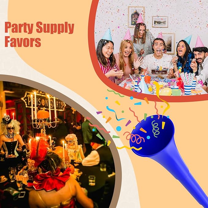 Collapsible Stadium Horn, Vuvuzela Plastic Blow Horns, Team Cheering Spirit Accessories Noisemakers, Foldable Trumpet Noise Makers for Sporting Events, Football Soccer Games, Party Supplies (4PCS)