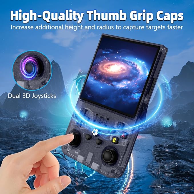 R36MAX Retro Gaming Console, Retro Handheld Games Console with 64GB TF Card, Portable Hand Held Open Source Linux System, 4.0 inch IPS HD Screen Video Game Consoles, 4000mAh Battery (Gray)
