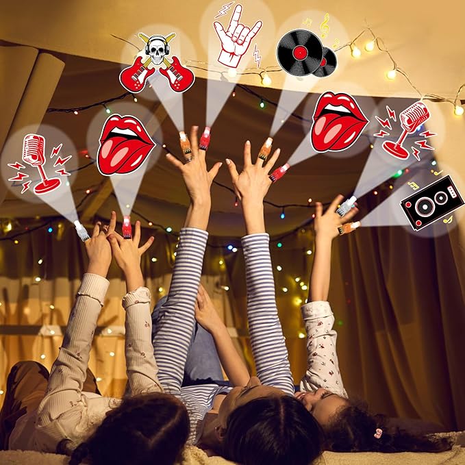 36 PCS Rock LED Finger Lights Music Party Favors Glow in the Dark Light Up Finger Lights Guitar Themed Toys Bulk for Birthday Party Goodie Bag Stuffer Birthday Gifts Classroom Prize