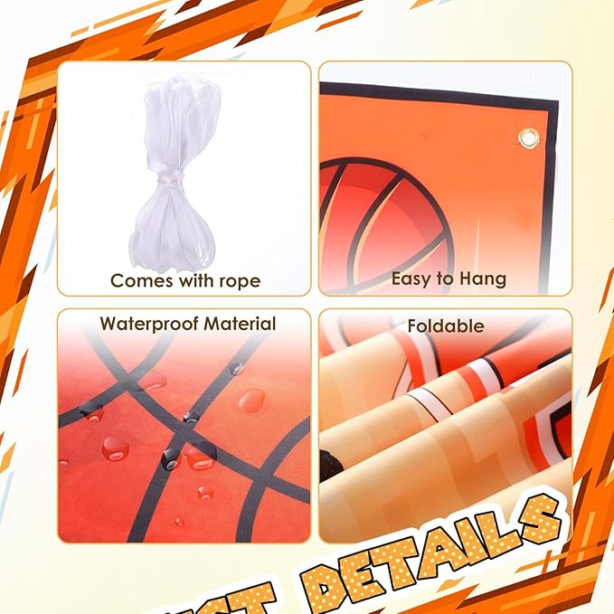 Ctosree 4 Pcs Basketball Backdrop Let The Madness Begin Banner Decoration Basketball Party Supplies It's Game Time Touch Down Wall Door Sign Decor for Sport Game Birthday Party Favors