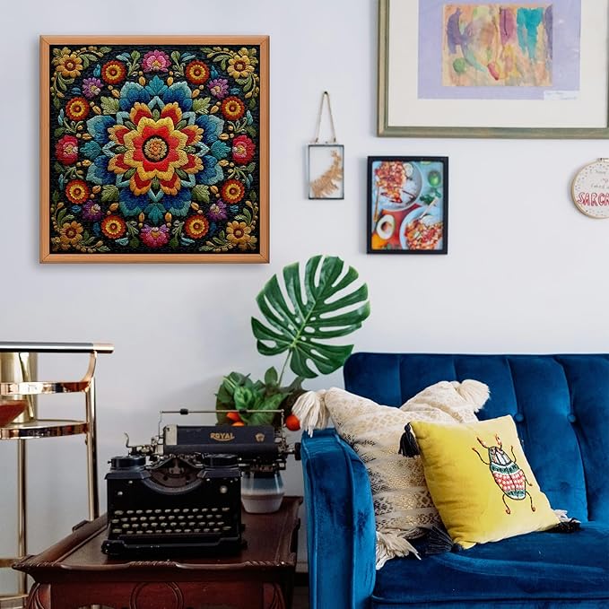 Mandala Flower Puzzles for Adults 1000 Pieces, Beautiful Floral Puzzle Embroidery Art, Colorful Impossible Hard Difficult Challenging Jigsaw Puzzles