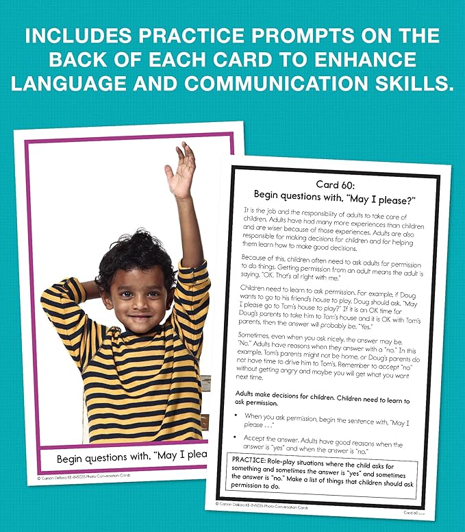 Key Education Photo Conversation Cards—Social Emotional Flash Cards For Children With Autism and Aspergers, Behavioral and Communication Skills Practice, Educational Games for Kindergarten+ (90 pc)