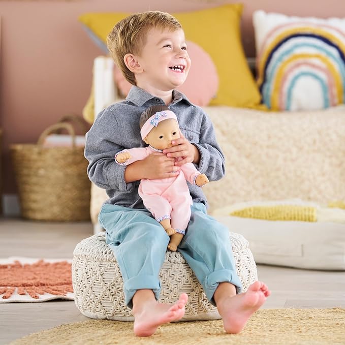Corolle Bébé Calin Mila - 12" Soft Boy Baby Doll with Vanilla Scent, Pink Outfit & Sleeping Eyes for Girls Ages 18 Months+, Cute Reborn Realistic Baby Dolls for 2 Year Old Girls