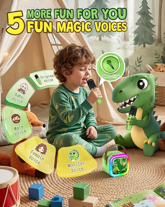 Mini Karaoke Machine for Kids, 2026 TOP Toys Birthday Gifts Ideas for Girls Ages 4, 5, 6, 7, 8, 9, 10, 12+ Years Old, Portable MP3 Player with 2 Wireless Mics for Family Home Party