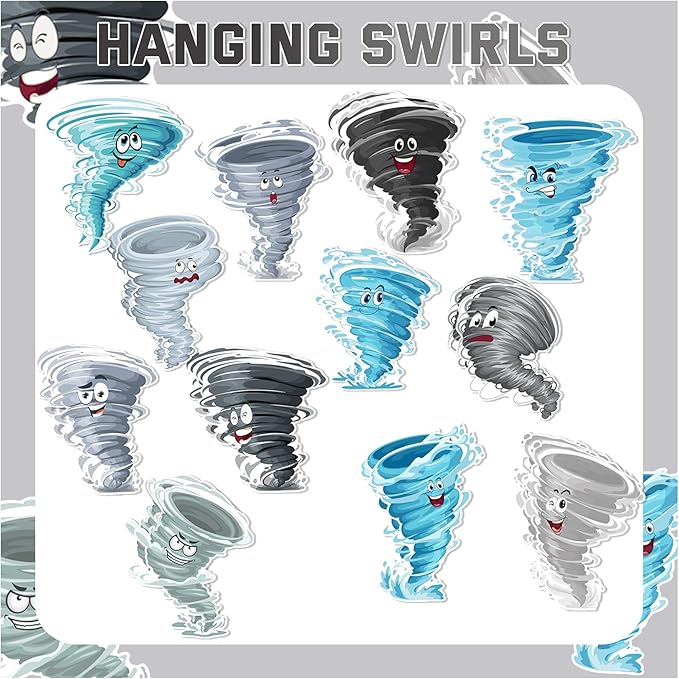 24 Pack Tornado Hanging Swirls Tornado Spirals Tornado Hanging Decorations Ceiling Decor for Tornado Birthday Party Decorations Tornado Party Supplies