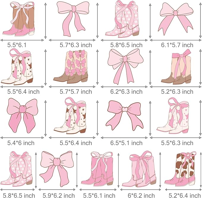Cowgirl Coquette Hanging Swirls 20PCS Boots and Bows Hanging Decorations Pink Western Cowgirls Party Decorations Cowgirl Boots Hanging Streamers for Coquette Birthday Party Supplies