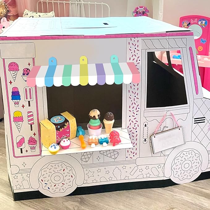 2 Piece Circus Awning Decoration 3D Carnival Tent Awning Wall Decorations for Circus Theme Party, Carnival Stand, Party Favors Supplies (Macarons)