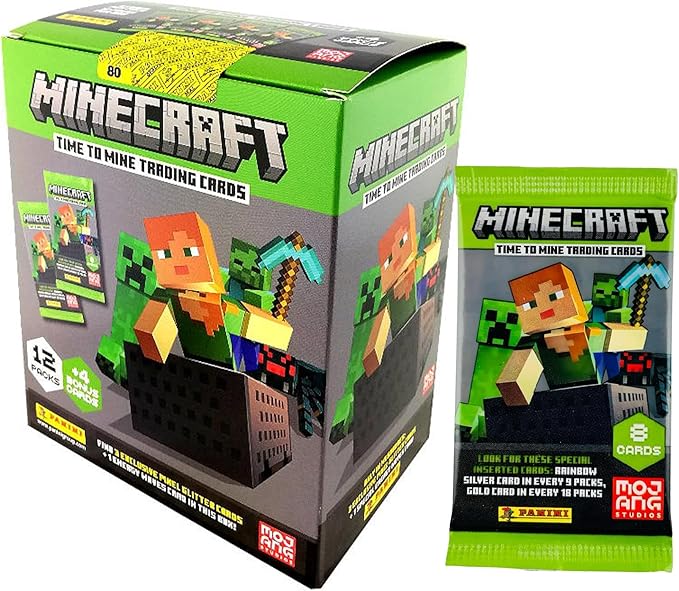 Panini Minecraft Mega Box – Official Trading Cards, 72 Cards per Box, Exclusive Foil Parallels, Rare Inserts, Great Gift for Kids & Gamers
