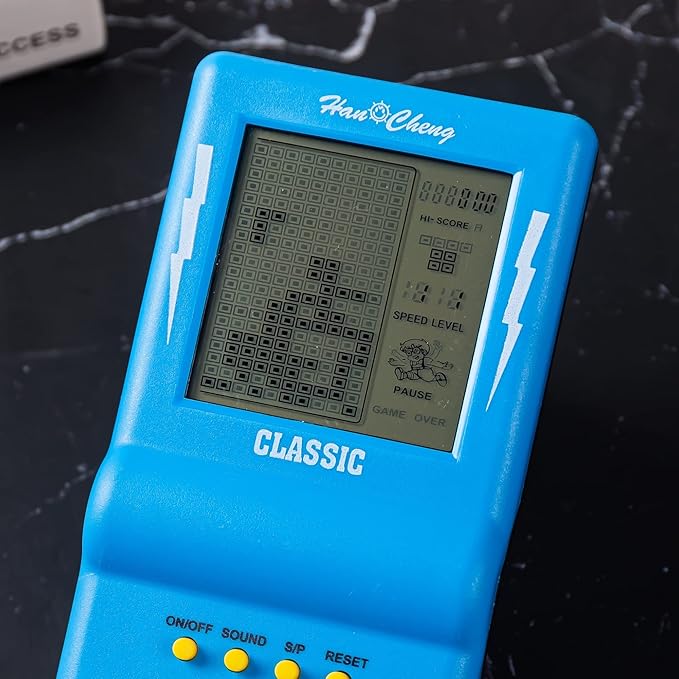 Retro Handheld Brick Game Console,Tank/Racing/Building Block Game,3.5-inch Large Screen,Built-in 23 Games (Blue)