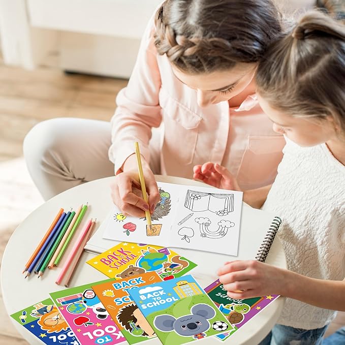 Back to School Coloring Books for Kids - 24Pcs First Day of School Mini Coloring Booklet Bulk Cartoon DIY Art Drawing Book for Back to School Party Goodie Bags Stuffers School Classroom Favor