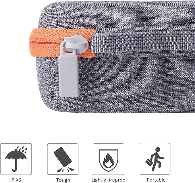 co2CREA Hard Case for Yoto Mini Kids Audio Music Player & Radio, Grey Case + Orange Zipper, Holds Up to 36 Yoto Cards