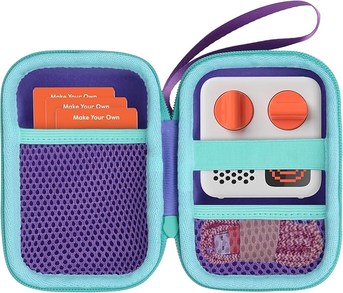 Hard Case Compatible with Yoto Mini Kids Audio Music Player Children Speaker Plays Audiobook Cards Radio (Purple + Teal Case)