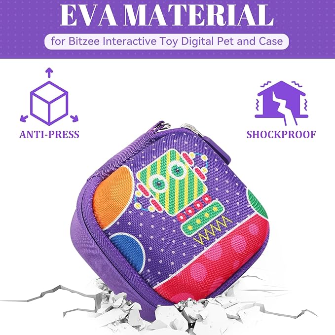 Hard Carrying Case and Silicone Cover for Bitzee Interactive Toy Digital Pet,Protective Case for Bitzee Virtual Electronic Pets Kids, Accessories for Bitzee Interactive Toy Digital Pet, Purple