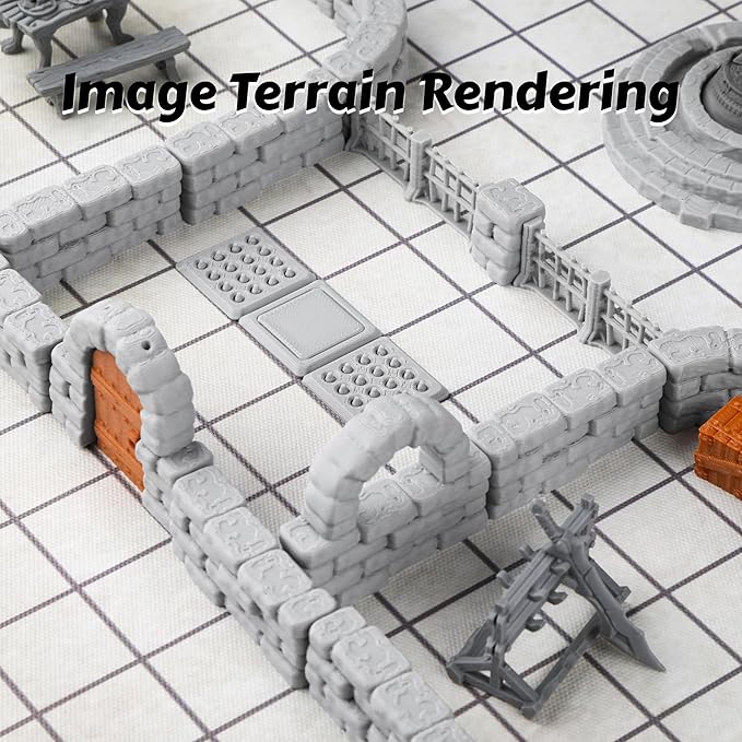 Dungeon Walls 40pcs 28mm Miniature RPG Terrain Modular System DND Terrain Building Accessories for Tabletop RPG Role Playing Scenes, Gift of Christmas Halloween for DM (Expansion Pack 3)