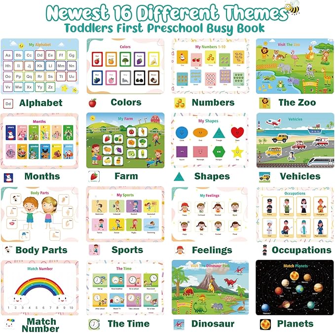 TFS TOP · FANS Montessori Toys for Toddler Busy Book: Preschool Learning Activities 3 4 5 Year Old Boys Girls Kids Gifts