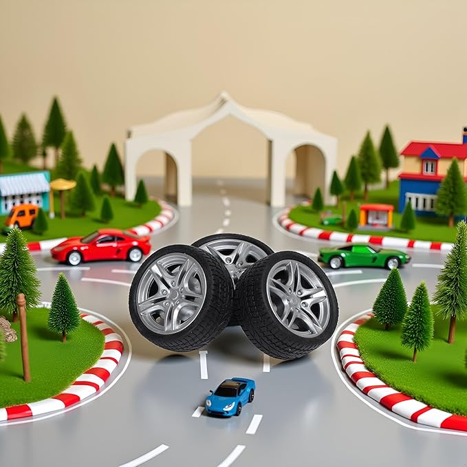 4Pcs Black Toy Car Wheel Tires,48mm Simulation Rubber Wheel Tire Wheel Toy Model DIY RC Spare Parts Easy Installation Small in Size,Remote and App Controlled Vehicles and Parts,Wheels and Tires