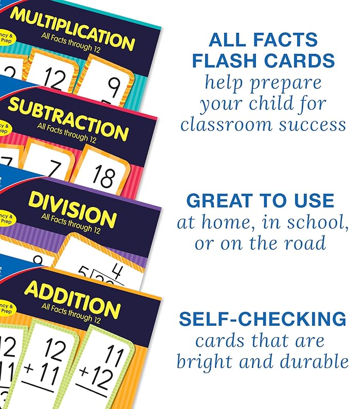 Carson Dellosa 94 Multiplication Flash Cards, Flashcards Covering All Times Table Facts Through 12, Math Games for Kids 8-12, 3rd Grade Mathematics and Up